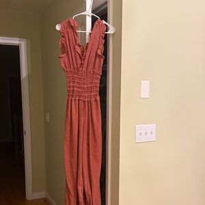 Max Studio Red Striped Jumpsuit